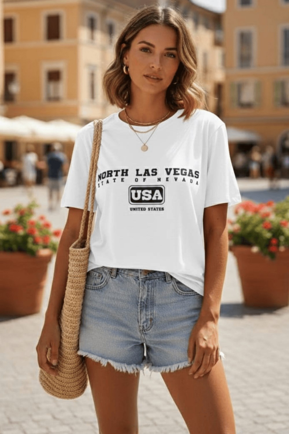 North Las Vegas Baskılı T-shirt