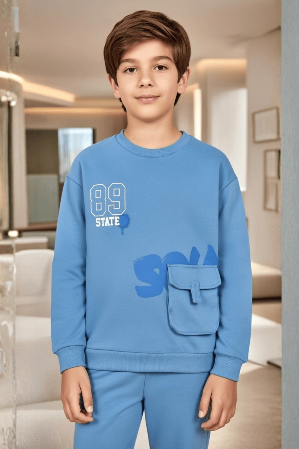 Mavi Cepli Sweatshirt 11 Yaş