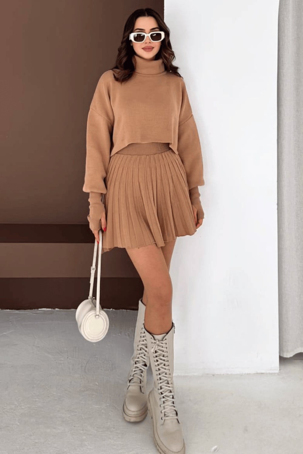 Lunarose Parmak Detaylı Triko İkili Takım