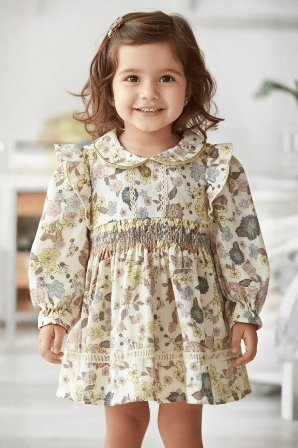 Dantelli Çiçekli Yaka Elbise