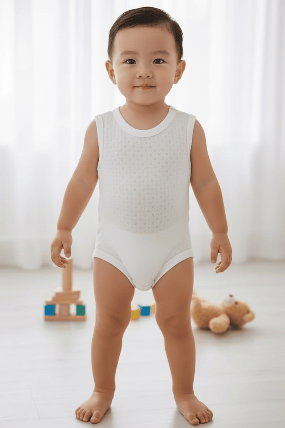 Lunarose Pamuklu Jakarlı Bebek Çıtçıtlı Zıbın