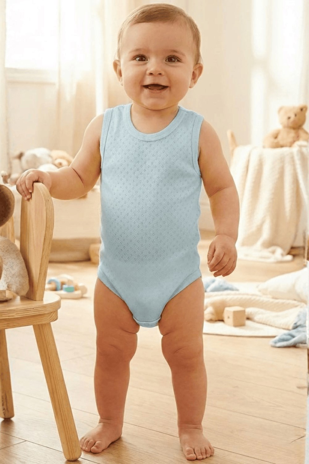 Lunarose Pamuklu Jakarlı Bebek Çıtçıtlı Zıbın