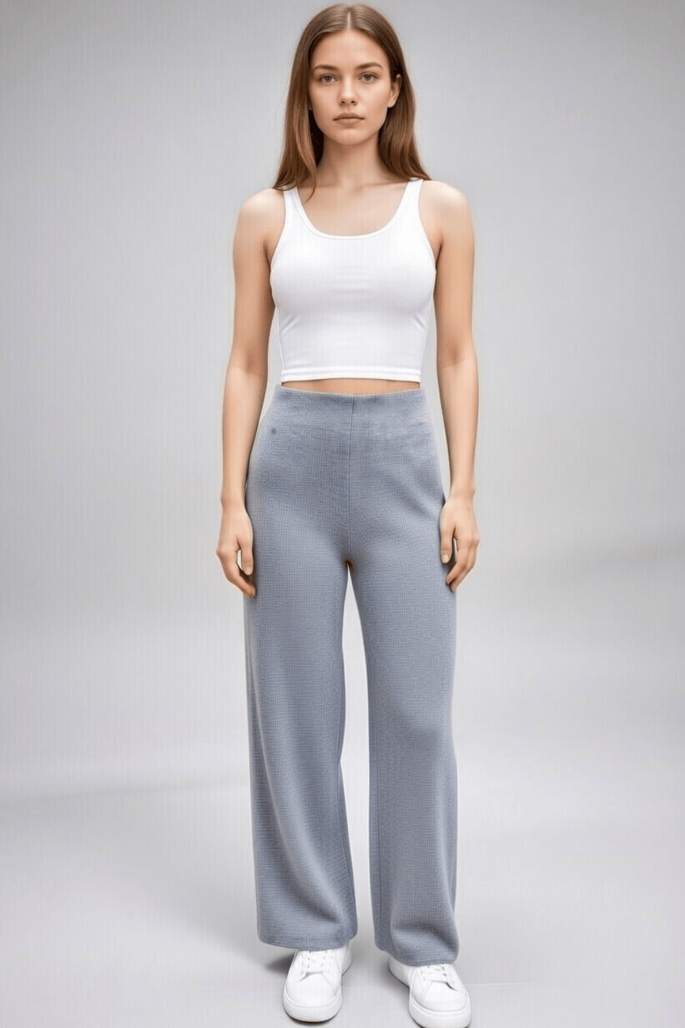 Gri Triko Bol Paça Pantolon