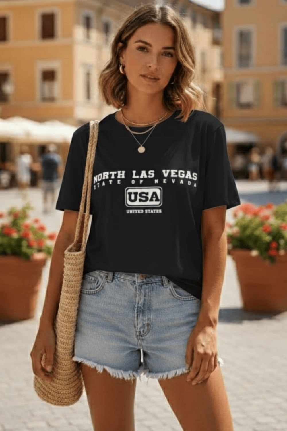North Las Vegas Baskılı T-shirt