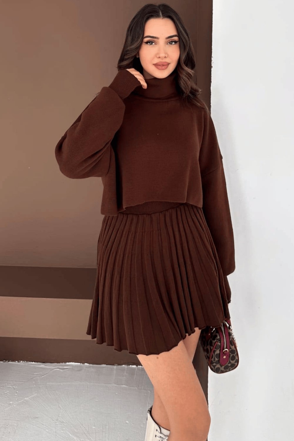 Lunarose Parmak Detaylı Triko İkili Takım